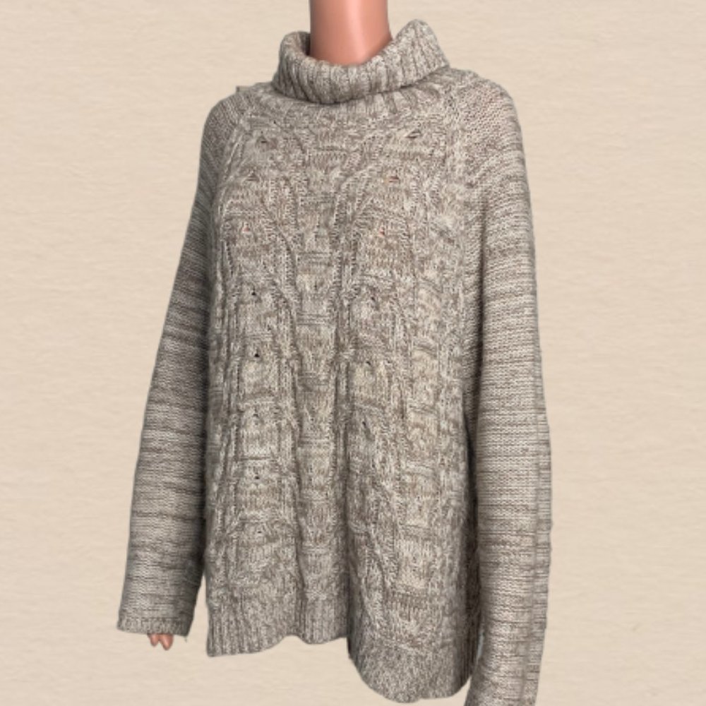 Coldwater Creek XL Cable Knit Cowl Neck Sweater